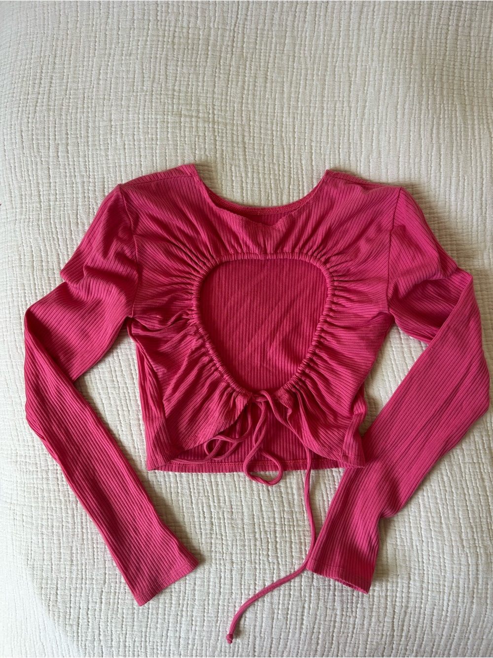 Reformation Backless Long-Sleeve Crop Top - Hot Pink